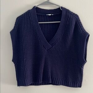 Navy Blue Knit Sleeveless Sweater